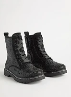 Embellished Laceup Combat Bootie (WW