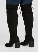 Laceup Embellished Heeled Over-The-Knee Boot