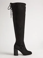 Laceup Embellished Heeled Over-The-Knee Boot