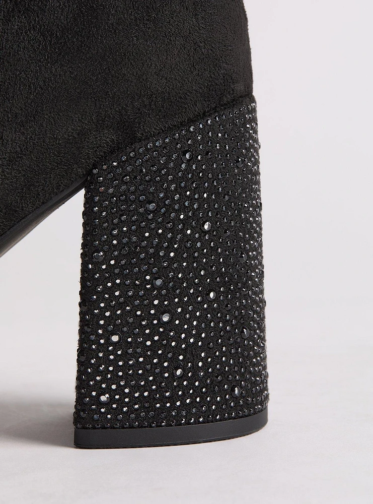 Laceup Embellished Heeled Over-The-Knee Boot