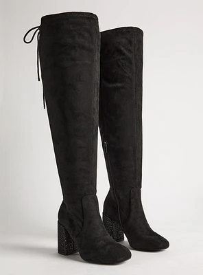 Laceup Embellished Heeled Over-The-Knee Boot (WW