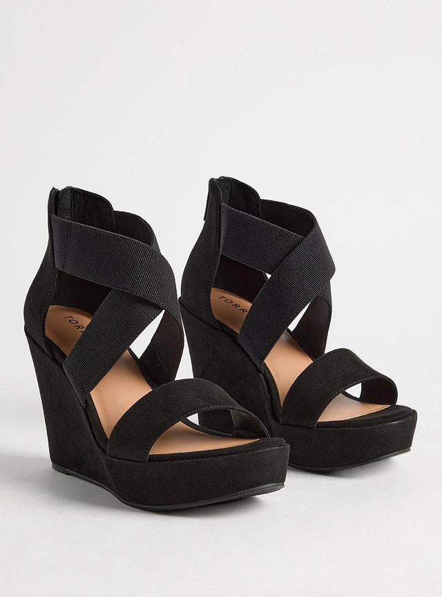 Platform Wedge Sandals Torrid Wedges TORRID Stretch Cross Band