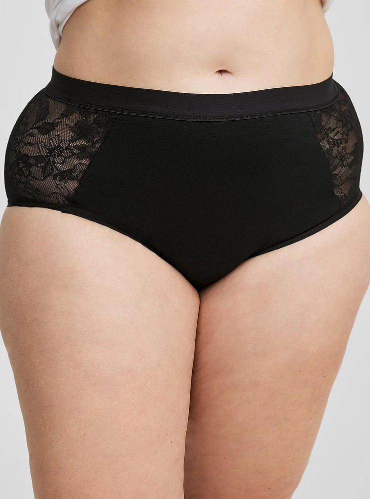 Leakproof Cotton & Lace Mid-Rise Brief Panty