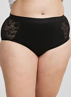 Leakproof Cotton & Lace Mid-Rise Brief Panty