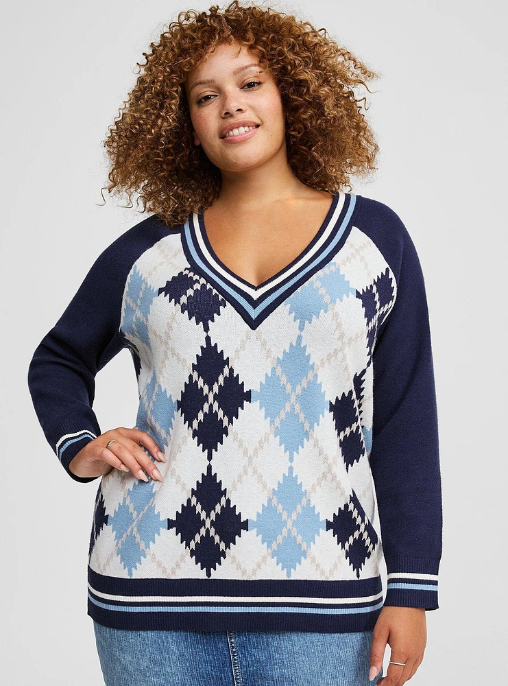 Everyday Soft Ribbed V-Neck Raglan Sweater