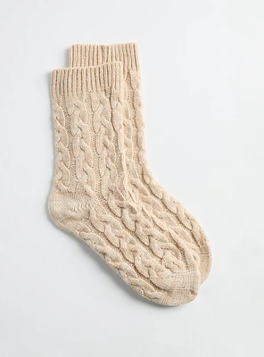 Cable Knit Crew Socks