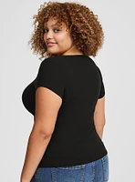 Super Soft Rib Ruched Tie Front Top