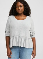 Brushed Hacci Crew Neck Long Sleeve Cropped Babydoll