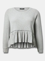 Brushed Hacci Crew Neck Long Sleeve Cropped Babydoll