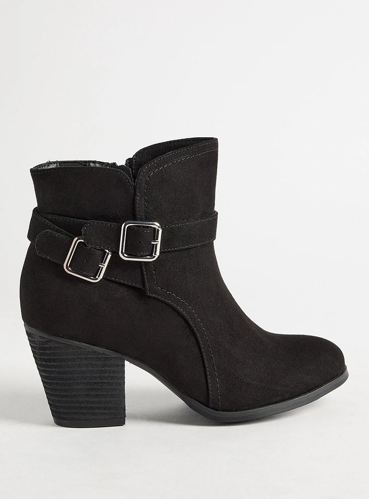 Double Strap Side Buckle Ankle Bootie