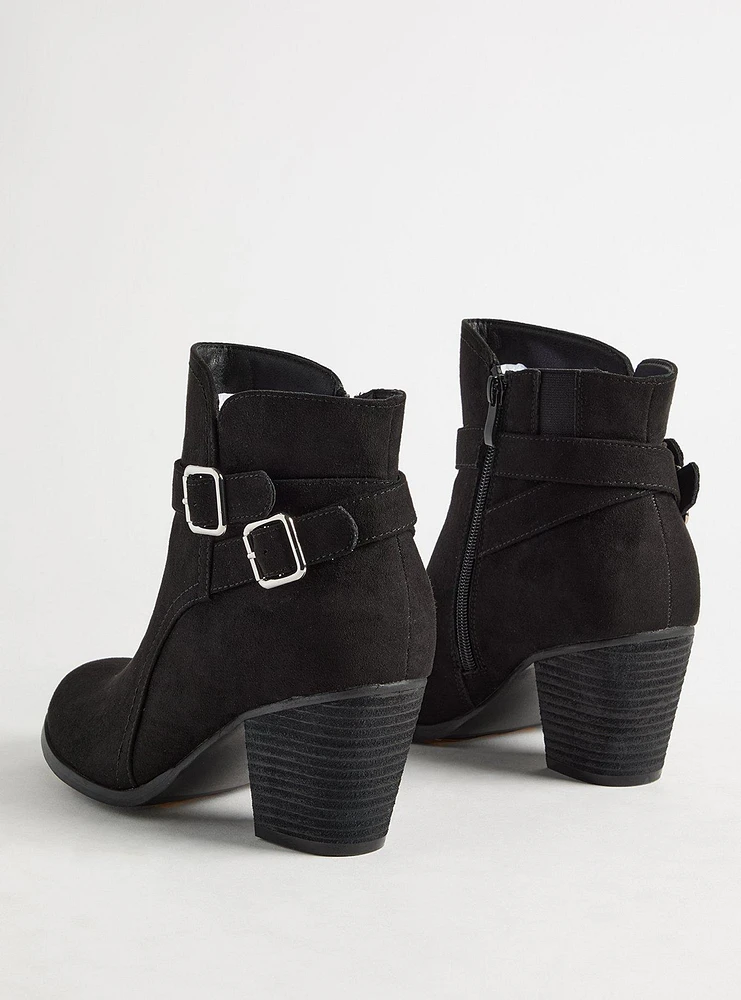 Double Strap Side Buckle Ankle Bootie