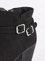 Double Strap Side Buckle Ankle Bootie