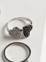 Rhinestone Heart Ring Set