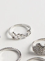 Rhinestone Heart Ring Set