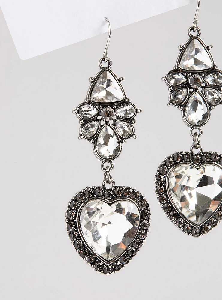 Rhinestone Heart Drop Earring