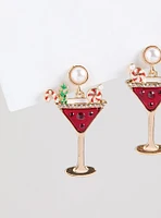 Peppermint Cranberry Martini Statement Earring