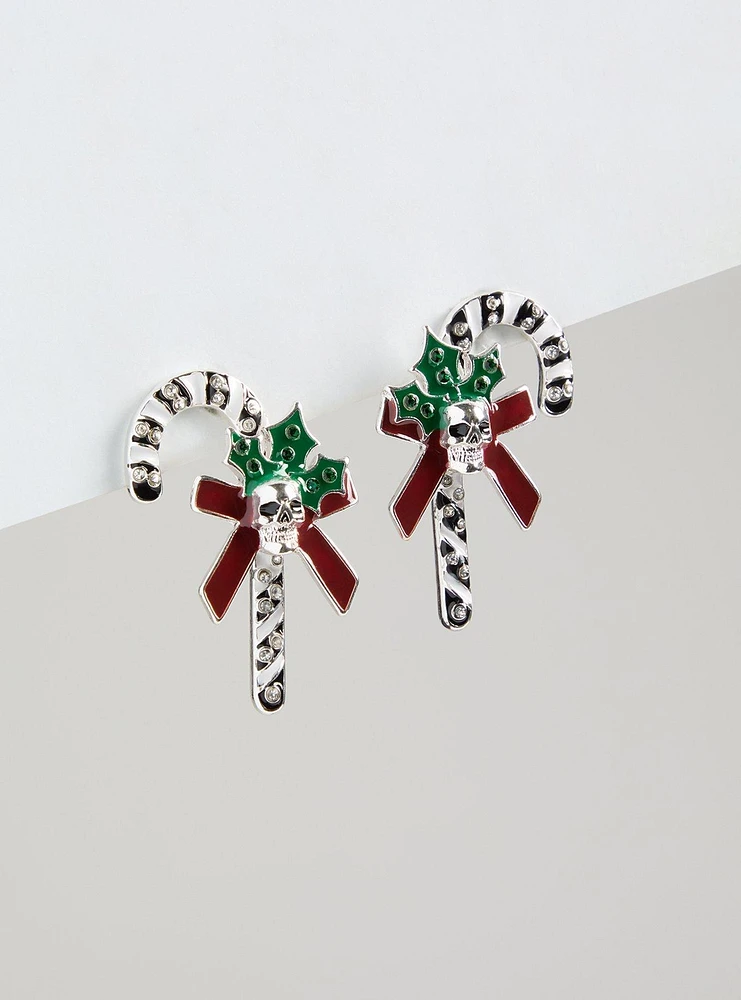 Skull Candy Cane Statement Earrings