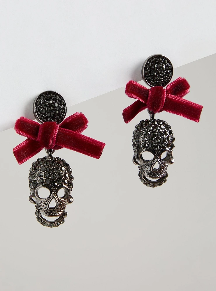 Velvet Skull Statement Earring