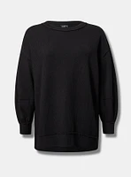 Textured Cotton Crew Neck Oversized Sweatshirt