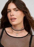 Rhinestone Lace Choker Set