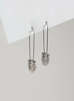 Safety Pin Pave Earrings