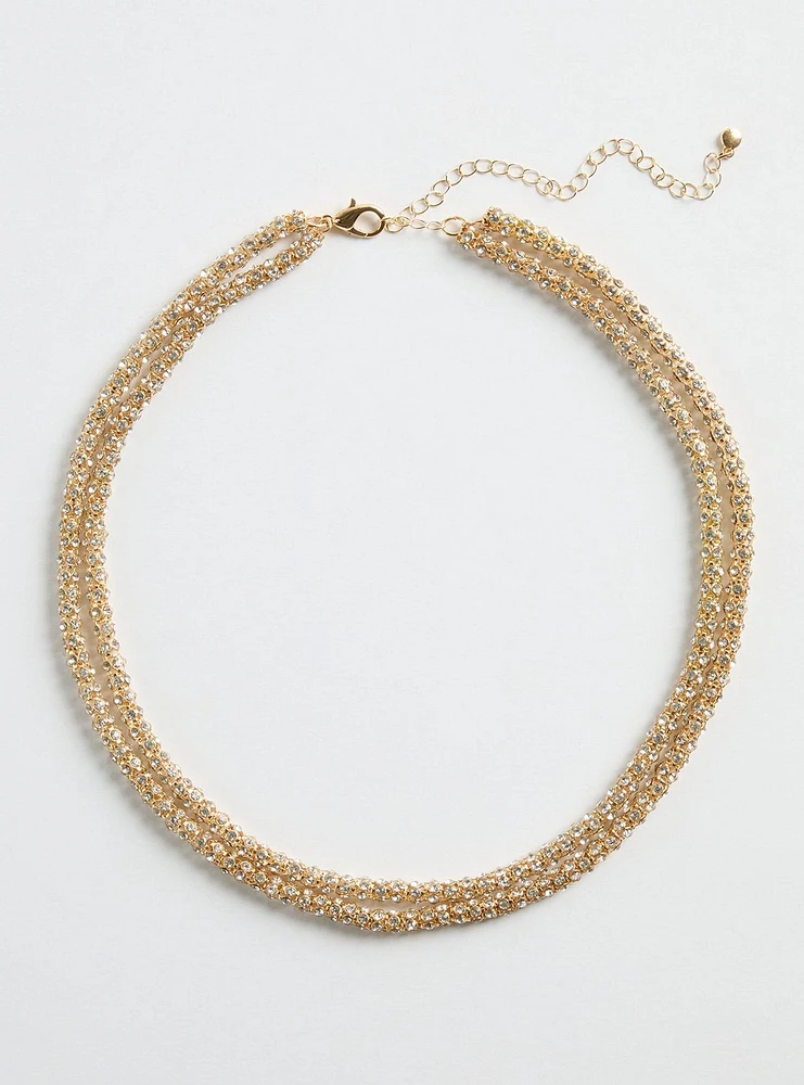 Rhinestone Rope Layered Necklace