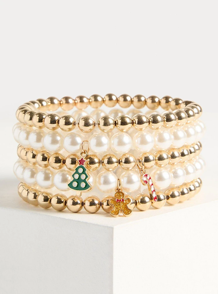 Holiday Pearl Stretch Bracelets