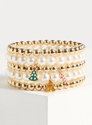 Holiday Pearl Stretch Bracelets