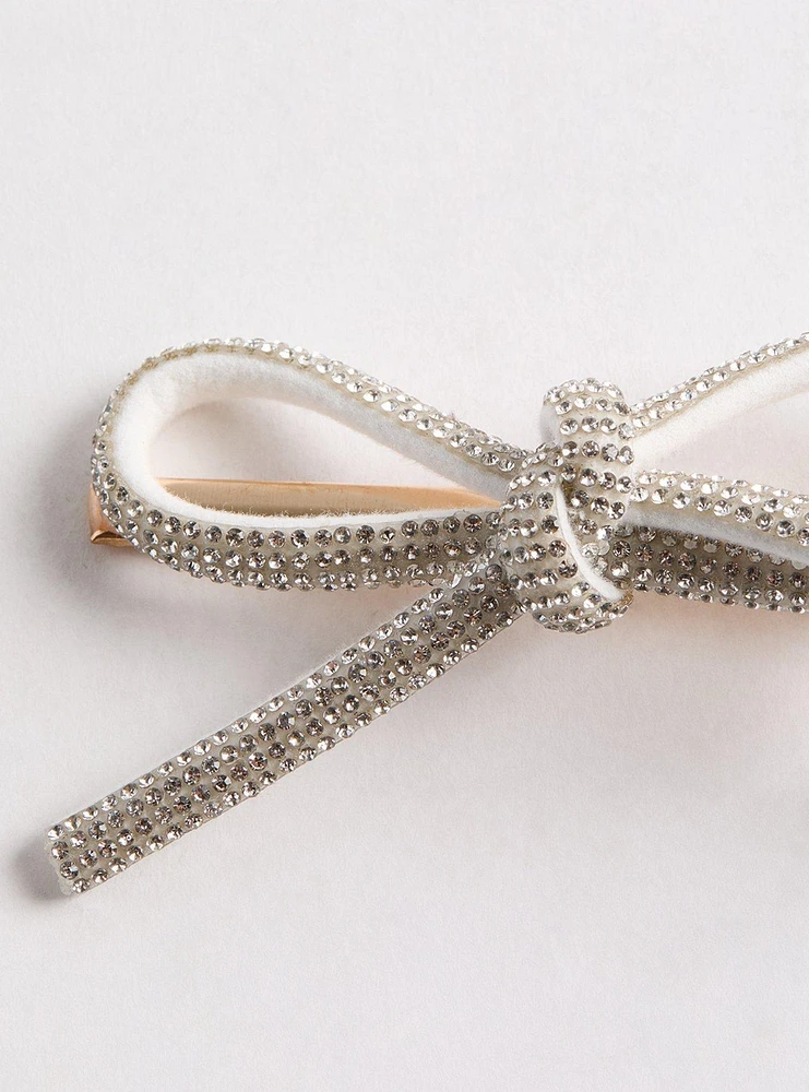 Rhinestone Bow Hair Clips