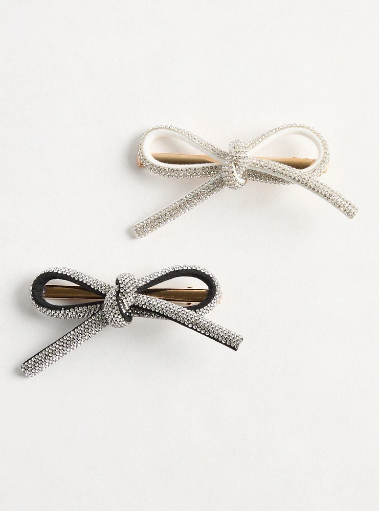 Rhinestone Bow Hair Clips