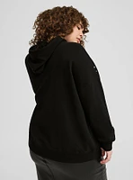 Drop Shoulder Rhinestone Hoodie