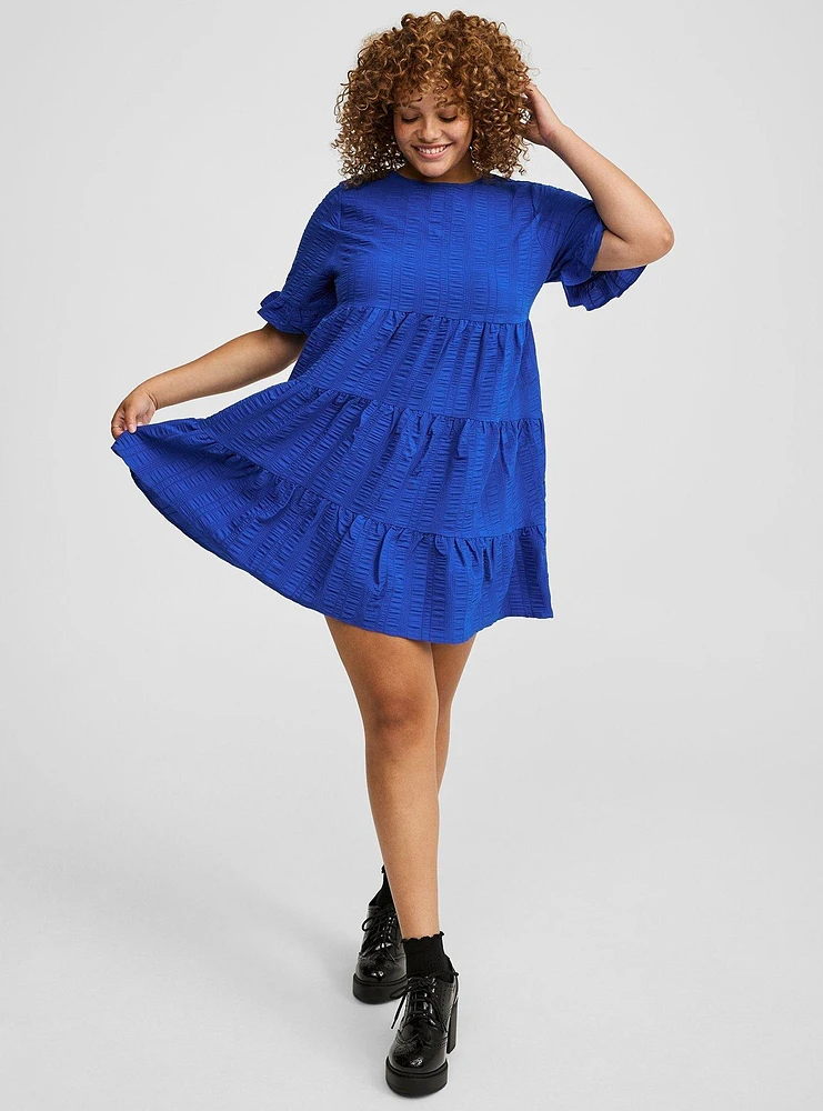 Short Sleeve Woven Babydoll Dress