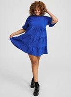 Short Sleeve Woven Babydoll Dress