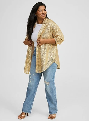 Sequin Oversized Shirt Kimono