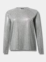 Foil Raglan Crew Neck Top