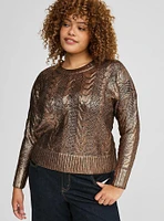 Cropped Foil Pullover Sweater