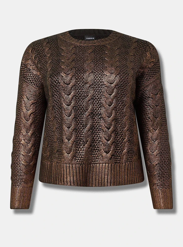 Cropped Foil Pullover Sweater