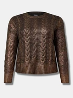 Cropped Foil Pullover Sweater