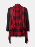 Plaid Drape Front Cardigan