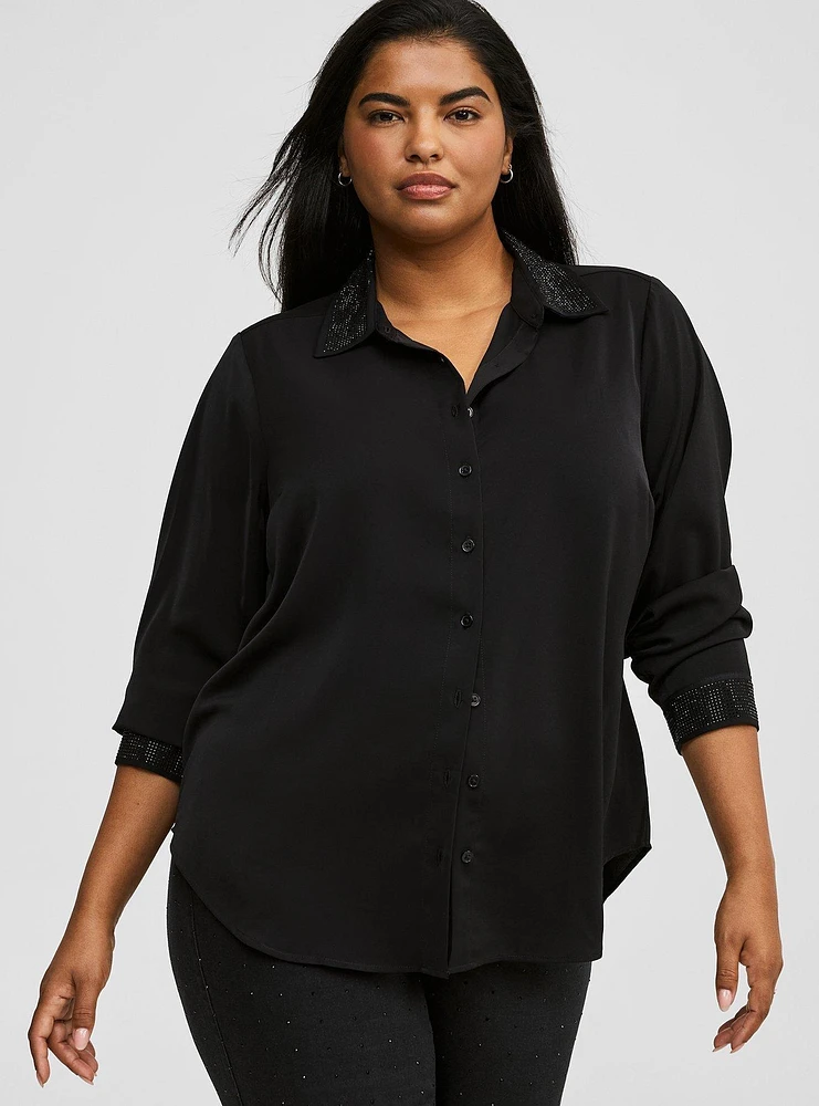 Embellished Lizzie Studio Crepe de Chine Shirt