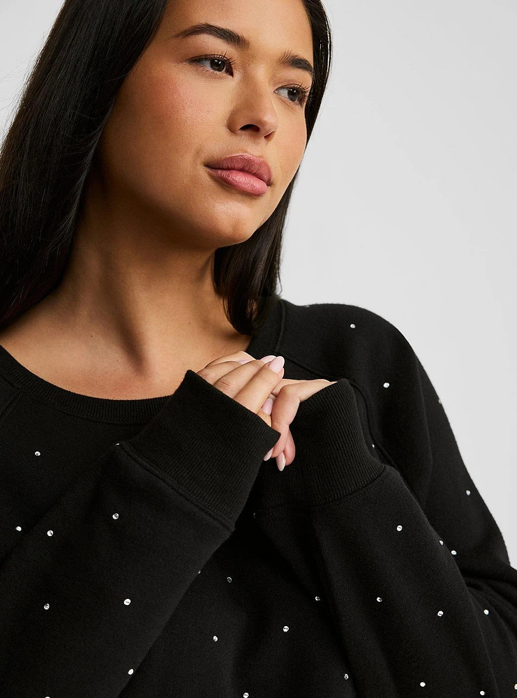 Cozy Fleece Rhinestone Sweatshirt