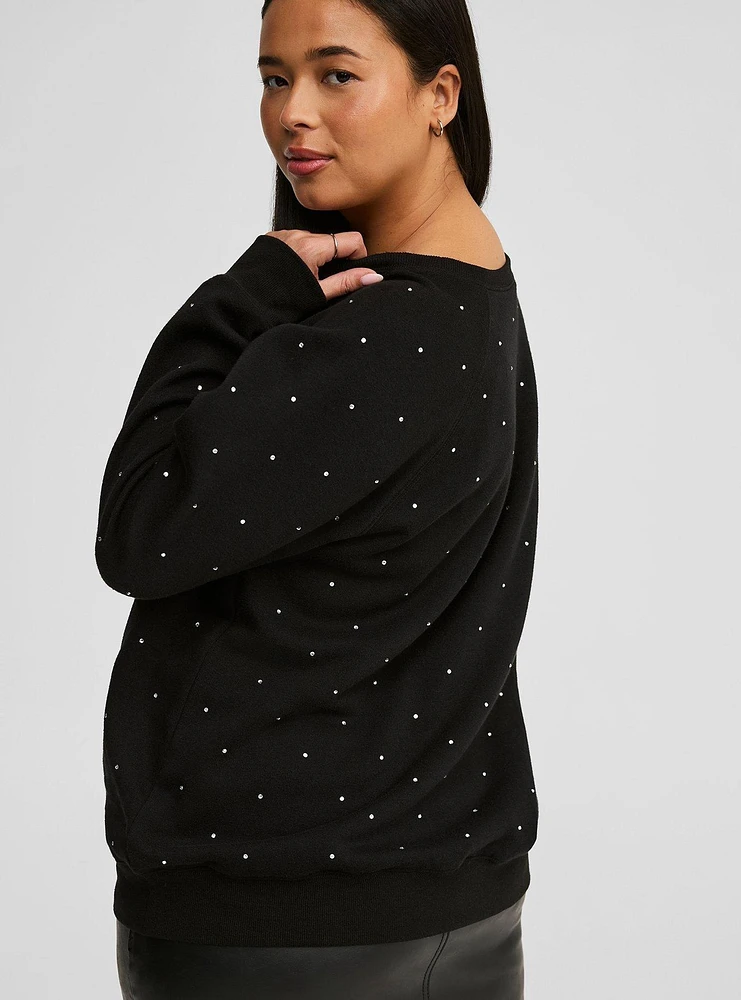 Cozy Fleece Rhinestone Sweatshirt