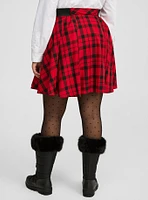 Pleated Skater Button Front Mini Skort