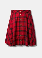 Pleated Skater Button Front Mini Skort