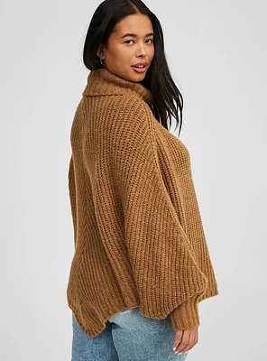 Chunky Ribbed Poncho Sweater