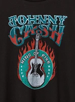 Johnny Cash Classic Fit Cotton Long Sleeve Drop Shoulder Tee