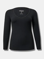 Super Soft Rib V-Neck Long Sleeve Top