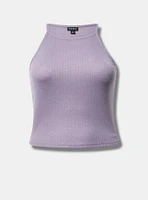 Pointelle High Neck Crop Top