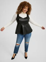 Faux Leather Peplum Top