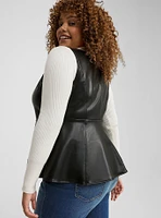 Faux Leather Peplum Top